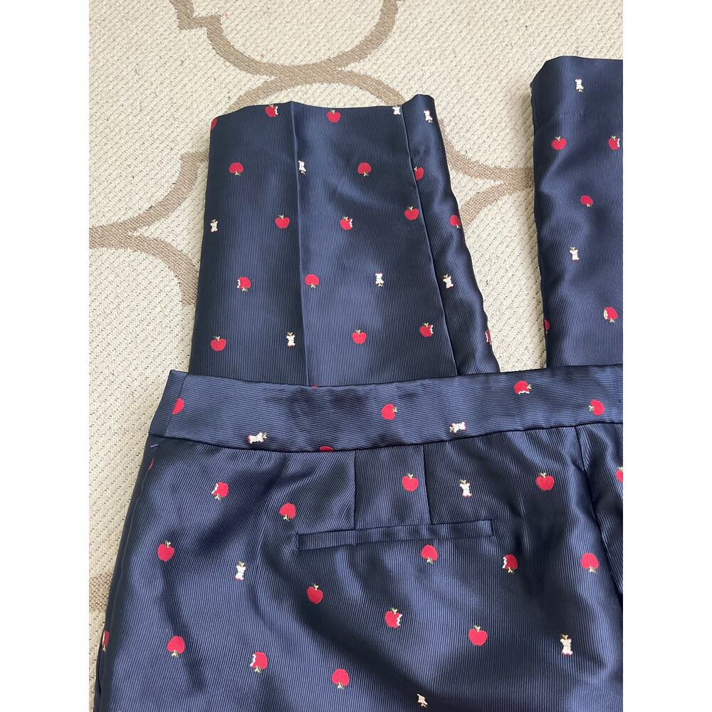 Talbots Apple Print Fully Lined Ankle Pants Petite size 16P Fruit Novelty Navy - Picture 12 of 12
